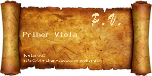Priher Viola névjegykártya